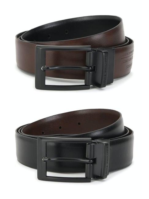 louis philippe black & brown solid reversible belt for men