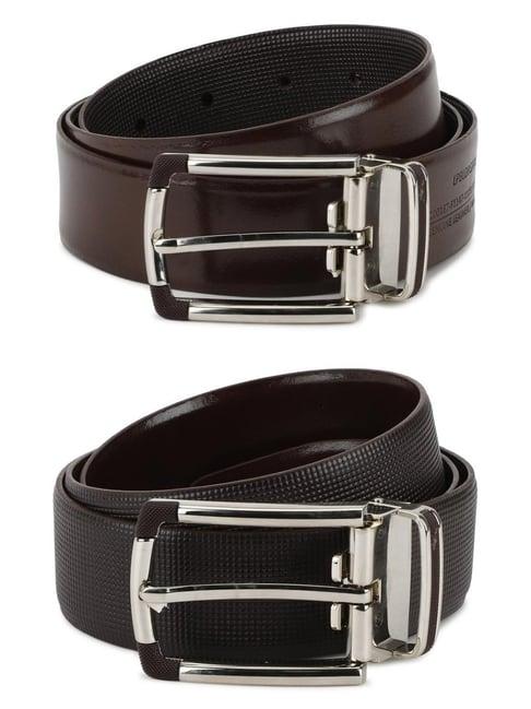 louis philippe black & brown textured formal reversible leather belt for men