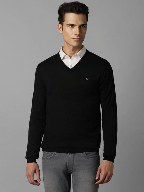 louis philippe black cotton regular fit sweater