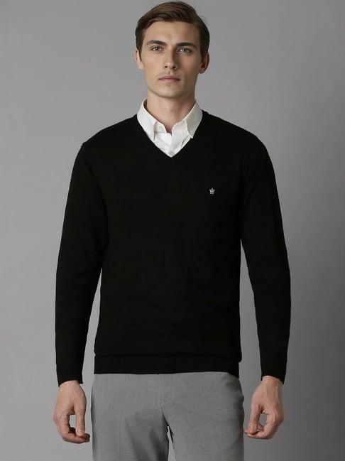 louis philippe black cotton regular fit sweater