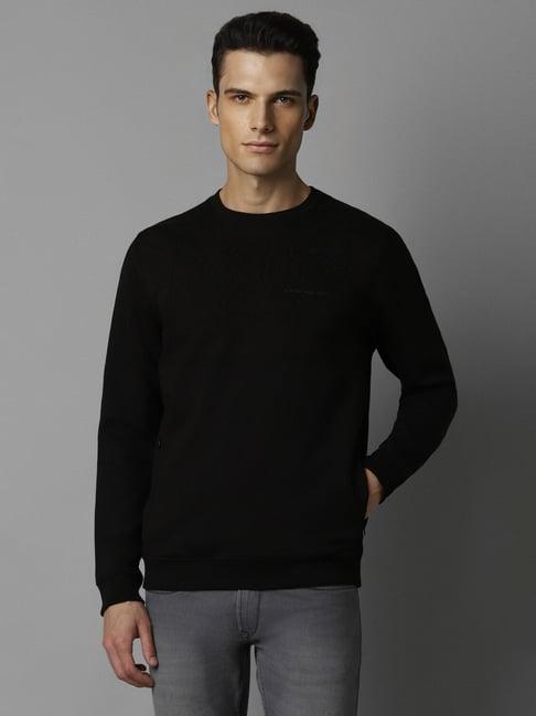 louis philippe black cotton regular fit sweatshirt