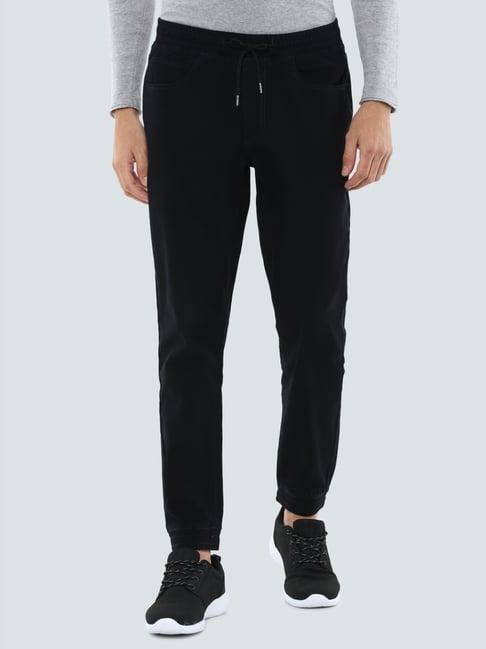 louis philippe black cotton regular fit trackpants