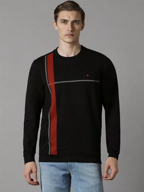 louis philippe black regular fit printed sweatshirt