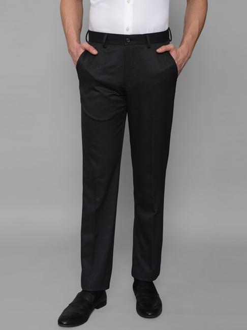 louis philippe black regular fit trousers