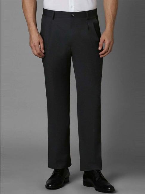 louis philippe black regular fit trousers