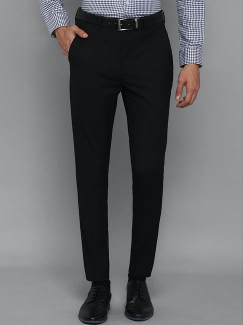 louis philippe black regular fit trousers