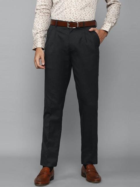 louis philippe black regular fit trousers