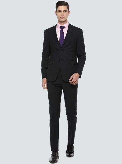 louis philippe black slim fit checks two piece suit