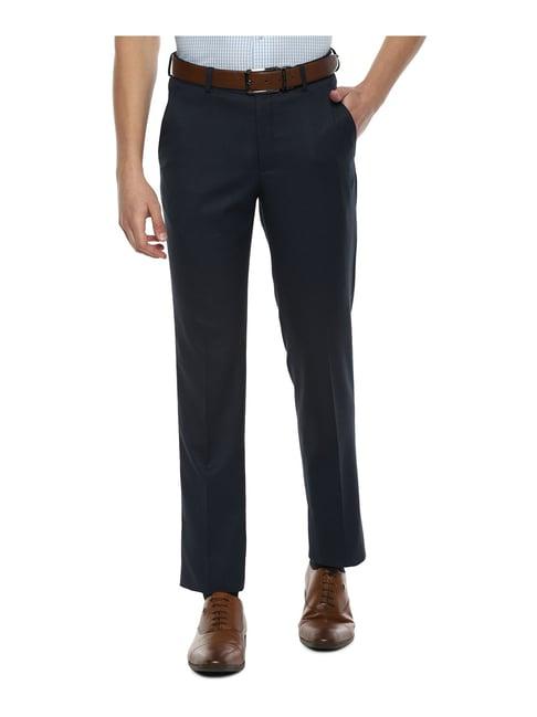 louis philippe black slim fit printed trousers