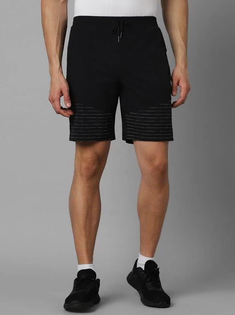 louis philippe black slim fit striped shorts