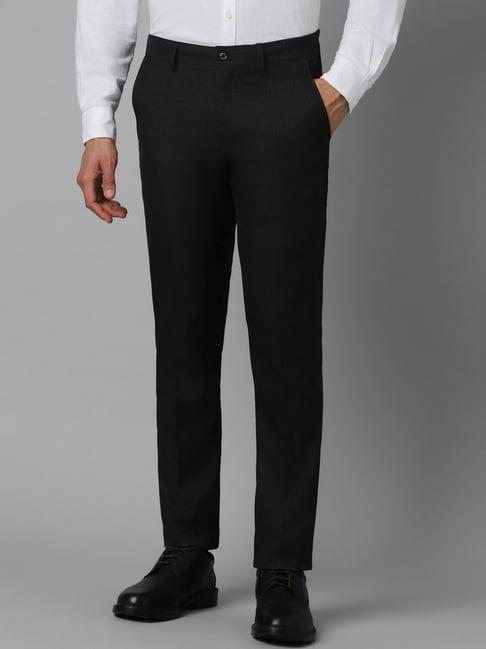 louis philippe black slim fit texture trousers