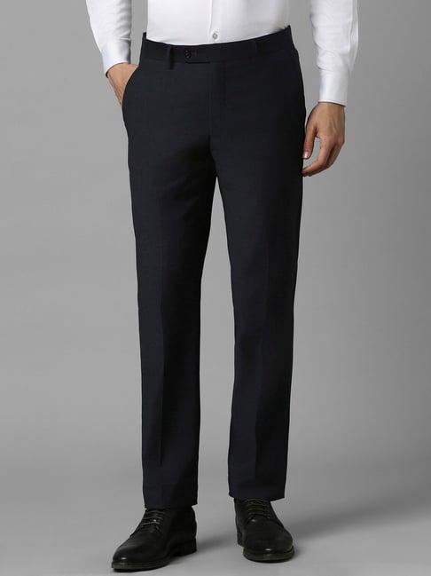 louis philippe black slim fit texture trousers