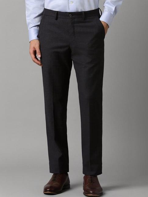 louis philippe black slim fit texture trousers