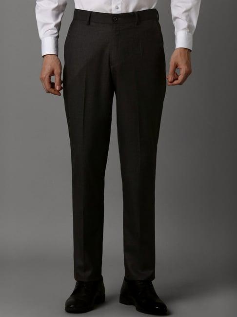 louis philippe black slim fit texture trousers