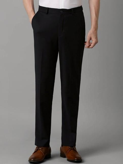 louis philippe black slim fit texture trousers