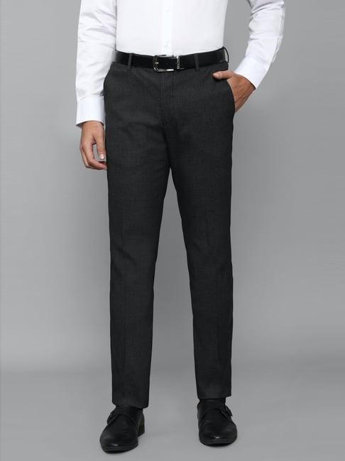 louis philippe black slim fit texture trousers