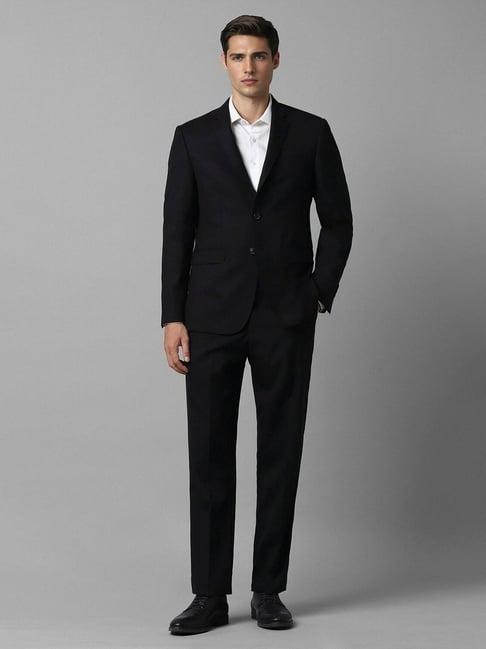 louis philippe black slim fit texture two piece suits