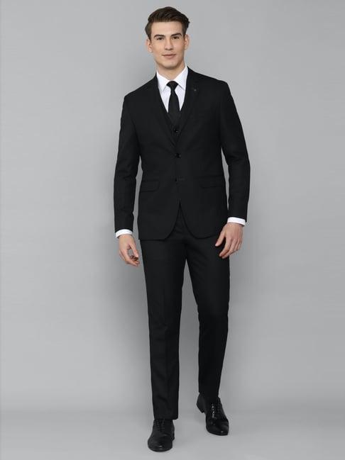 louis philippe black slim fit three piece suit