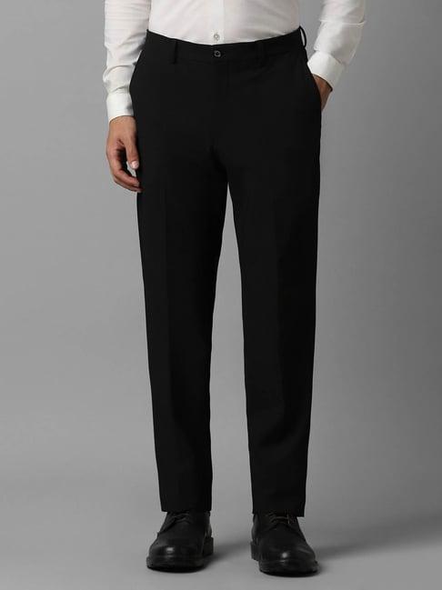 louis philippe black slim fit trousers