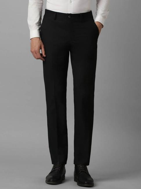 louis philippe black slim fit trousers