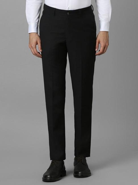 louis philippe black slim fit trousers