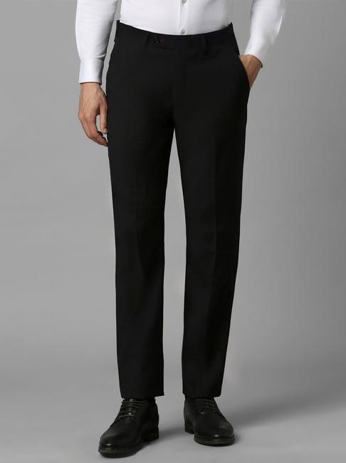 louis philippe black slim fit trousers