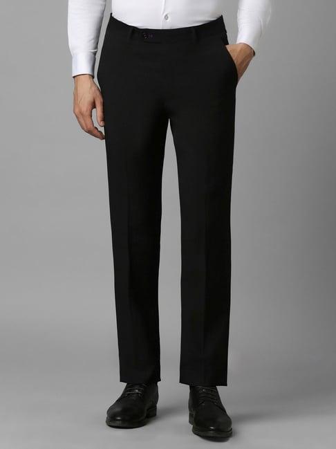 louis philippe black slim fit trousers