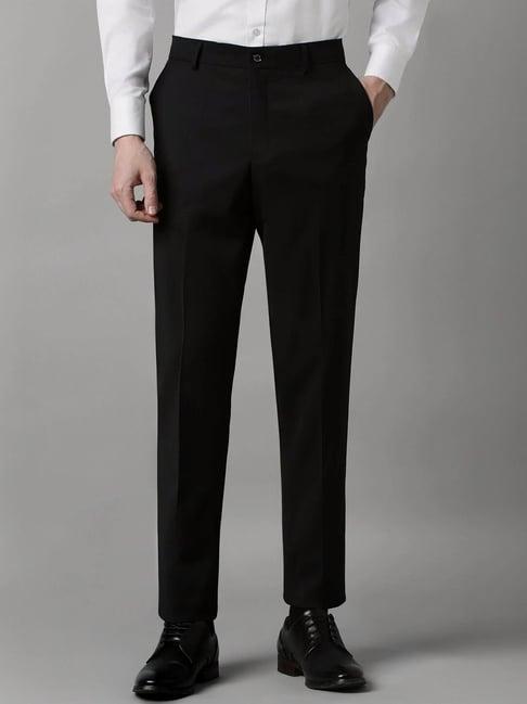 louis philippe black slim fit trousers