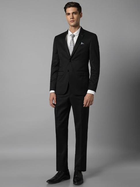 louis philippe black slim fit two piece suit