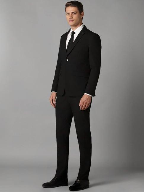 louis philippe black slim fit two piece suit