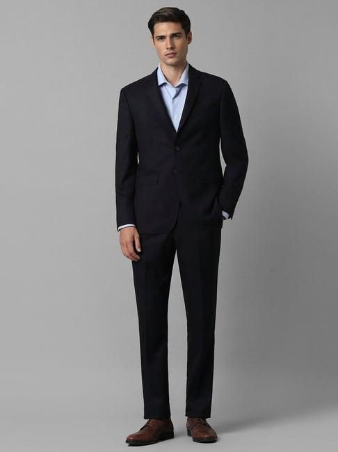 louis philippe black slim fit two piece suits