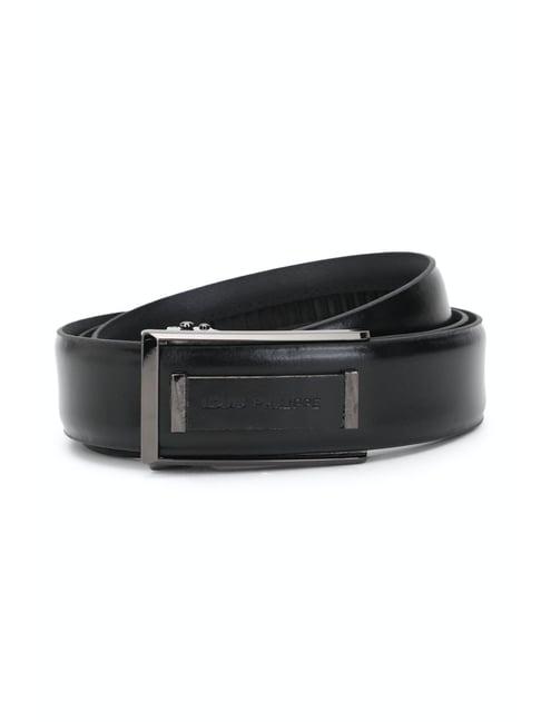 louis philippe black solid formal belt for men