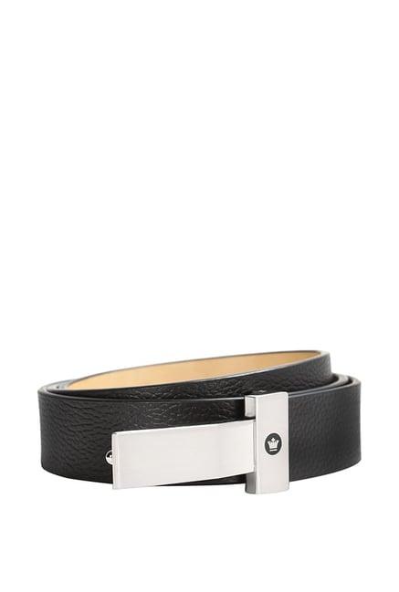 louis philippe black solid leather waist belt