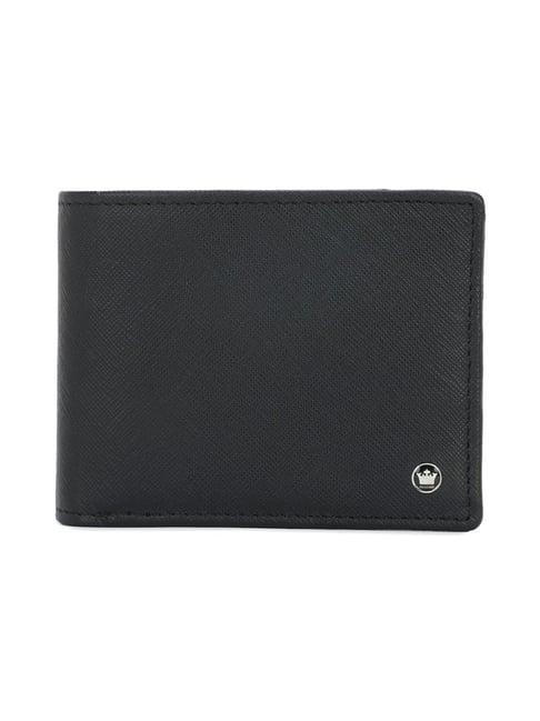 louis philippe black textured leather bi-fold wallet for men