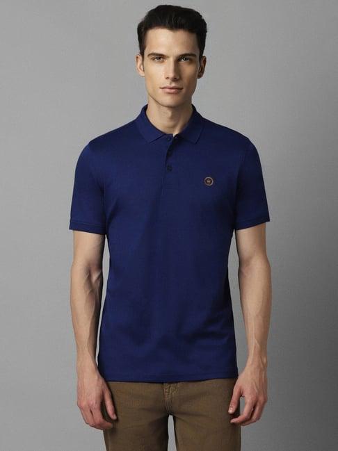 louis philippe blue cotton regular fit polo t-shirt