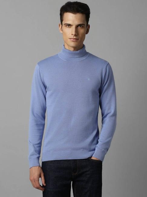 louis philippe blue cotton regular fit sweater