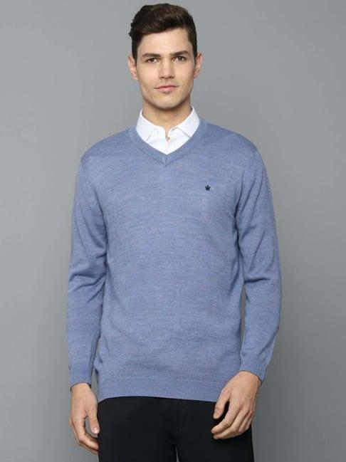 louis philippe blue cotton regular fit sweater