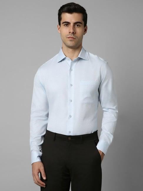 louis philippe blue cotton regular fit texture shirt