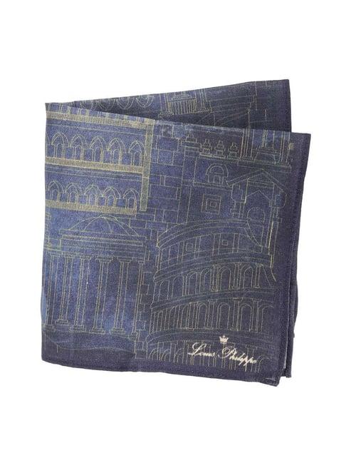 louis philippe blue printed pocket square