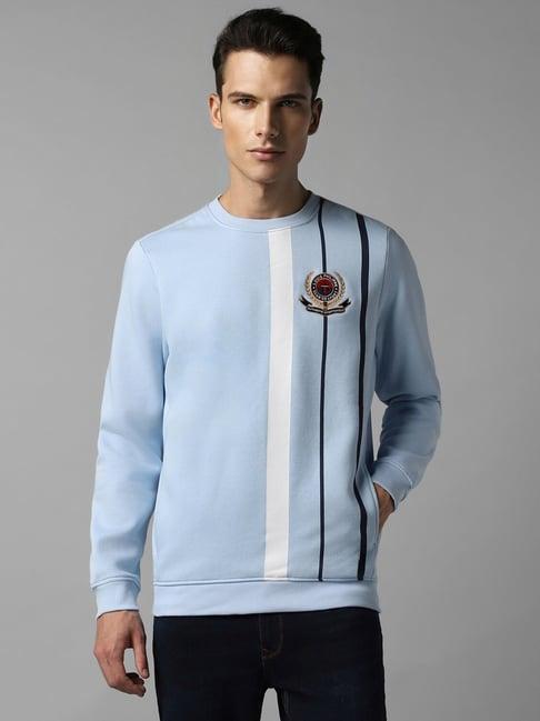 louis philippe blue regular fit striped sweatshirt