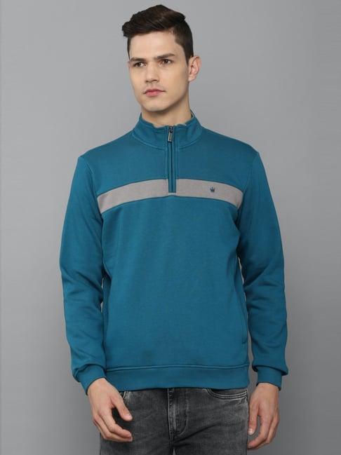 louis philippe blue regular fit striped sweatshirt