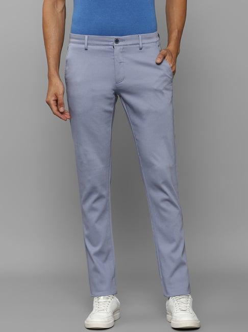 louis philippe blue slim fit texture trousers