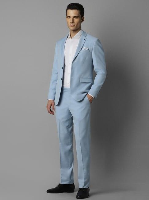 louis philippe blue slim fit texture two piece suit
