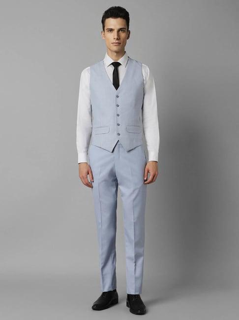 louis philippe blue slim fit three piece suit