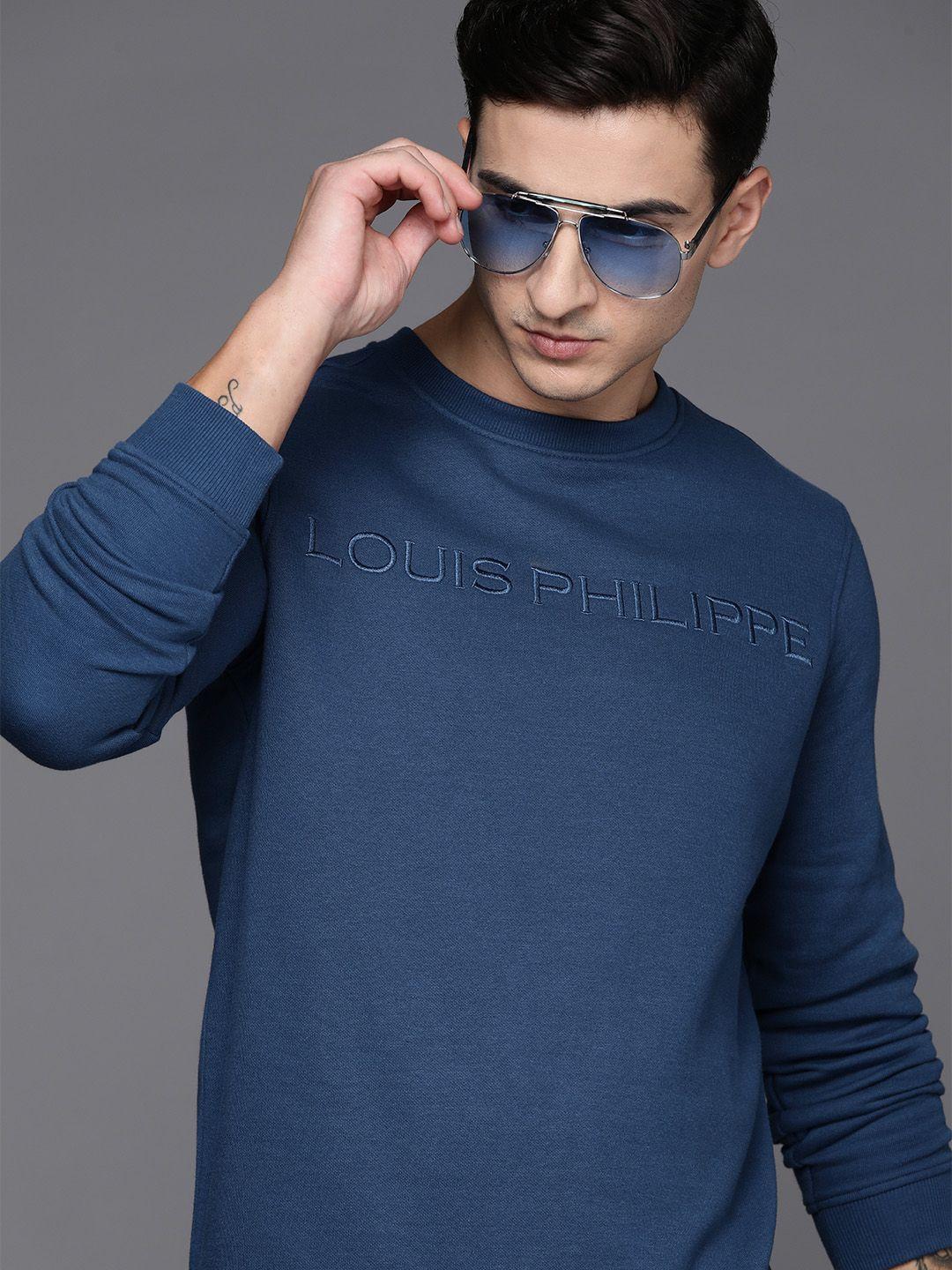 louis philippe brand logo embroidered pullover sweatshirt