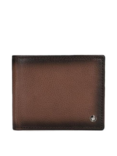 louis philippe brown casual leather bi-fold wallet for men