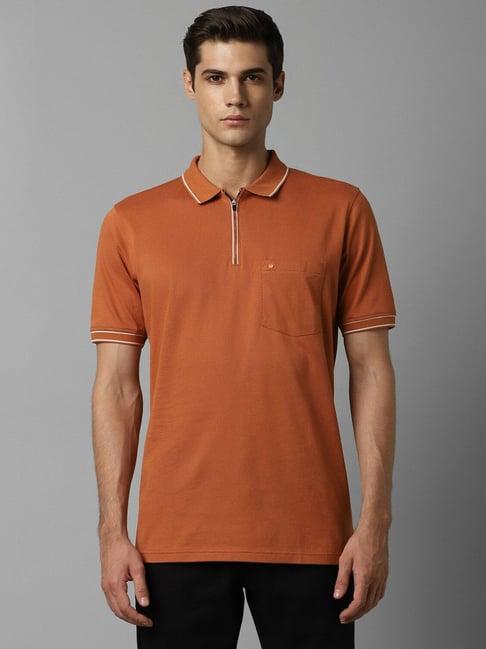 louis philippe brown cotton regular fit polo t-shirt