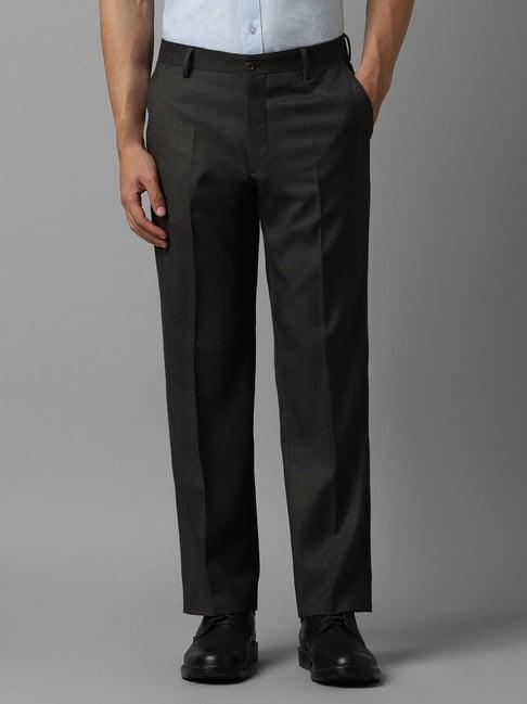 louis philippe brown regular fit texture trousers