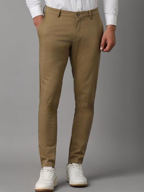 louis philippe brown regular fit trousers