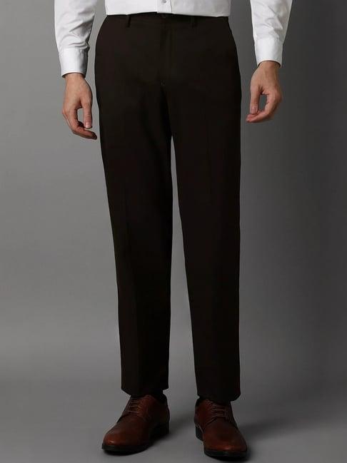 louis philippe brown regular fit trousers